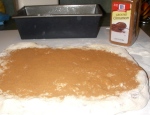 Raisin bread dough coated with cinnamon
