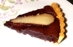 A slice of chocolate pear tart