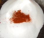 Sugar and aji panca powder (not whisked together)